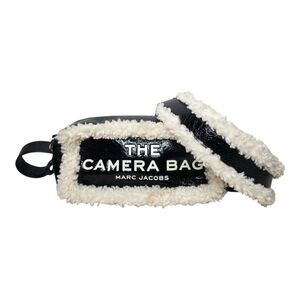 Marc Jacobs The Crinkle Camera Bag Leather Shearling Trim Crossbody Black